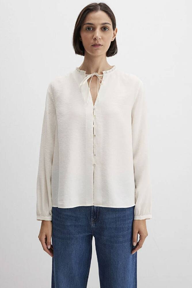 Kadın Dokuma Gömlek 1211421-80194 Ekru 
