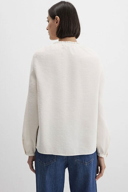 Kadın Dokuma Gömlek 1211421-80194 Ekru - Thumbnail