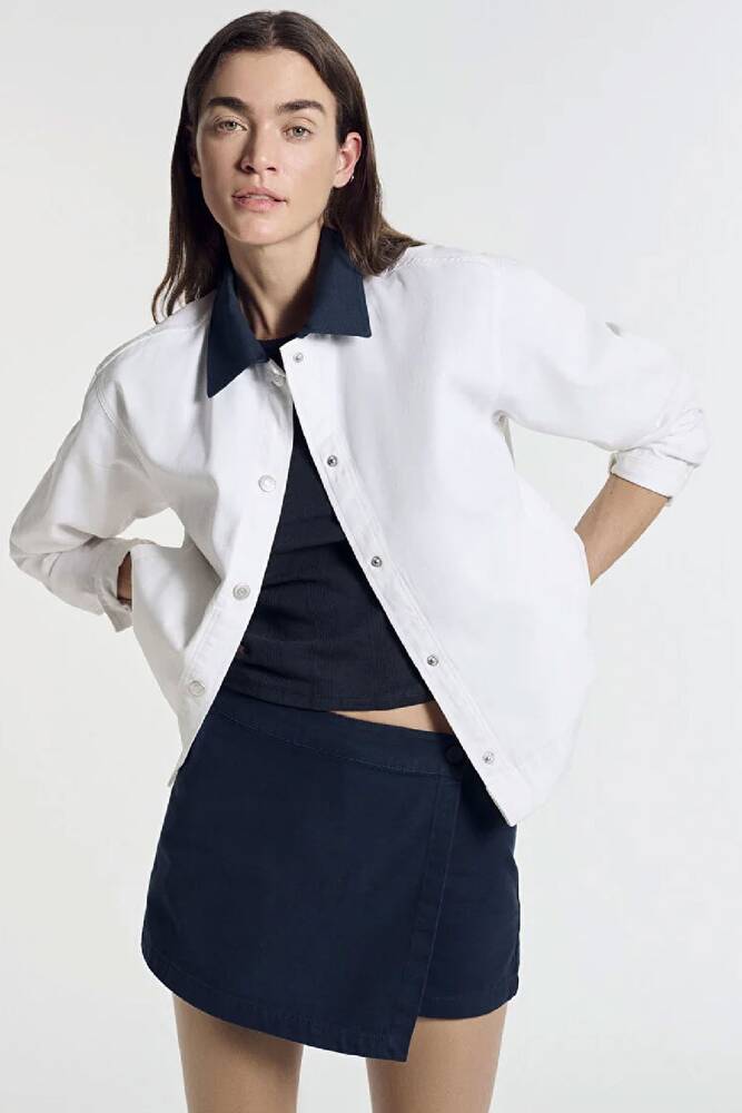 Kadın Dokuma Overshırt 1211407-80194 Ekru 