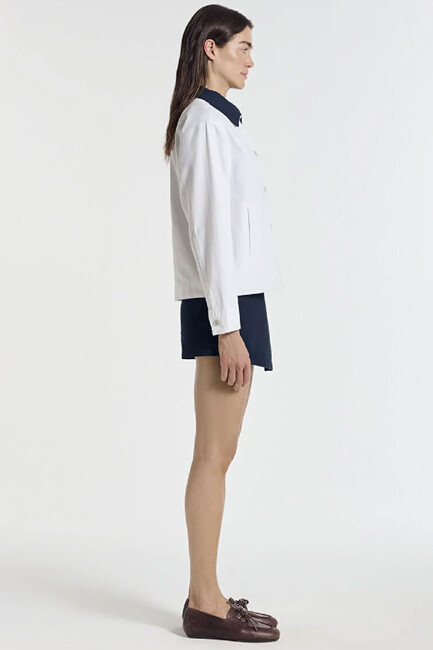 Kadın Dokuma Overshırt 1211407-80194 Ekru - Thumbnail