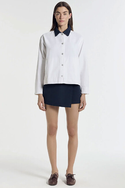 Kadın Dokuma Overshırt 1211407-80194 Ekru - Thumbnail