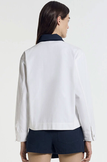 Kadın Dokuma Overshırt 1211407-80194 Ekru - Thumbnail