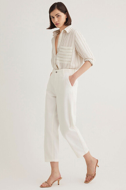 Kadın Dokuma Pantolon 1010649-70057 Beyaz (1)