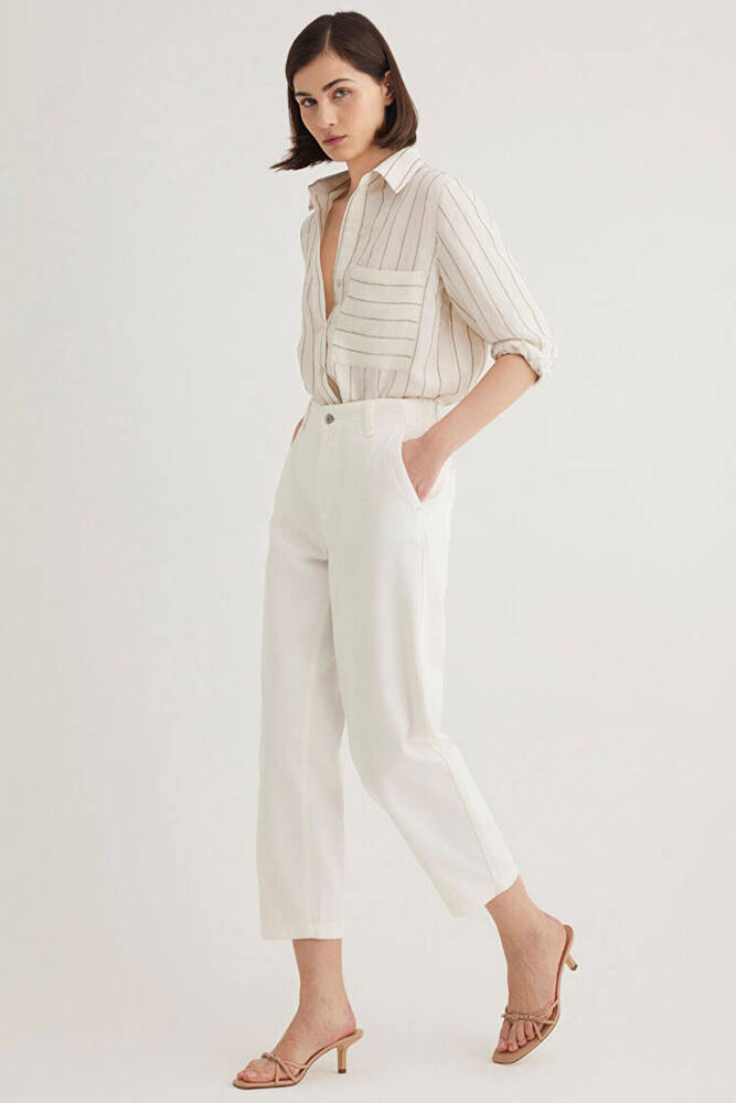 Kadın Dokuma Pantolon 1010649-70057 Beyaz 