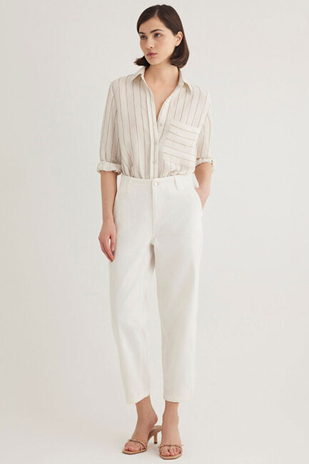 Kadın Dokuma Pantolon 1010649-70057 Beyaz (2)