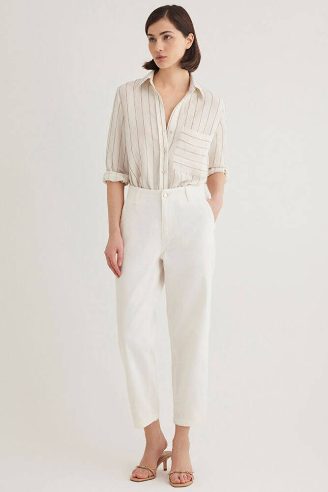 Kadın Dokuma Pantolon 1010649-70057 Beyaz 