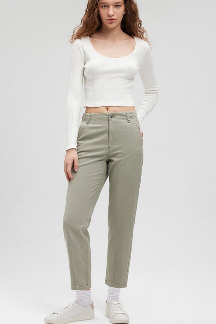 Kadın Dokuma Pantolon 1010649-71484 Haki (1)