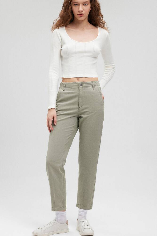 Kadın Dokuma Pantolon 1010649-71484 Haki 