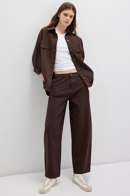 Kadın Dokuma Pantolon 1011027-88067 Kahve (1)