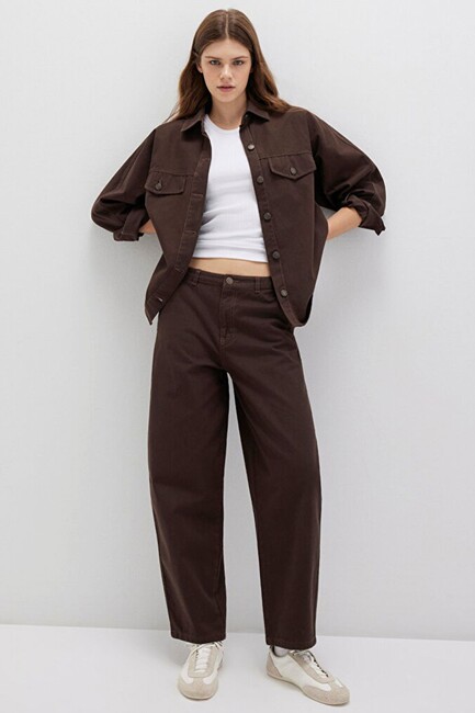 Kadın Dokuma Pantolon 1011027-88067 Kahve (2)