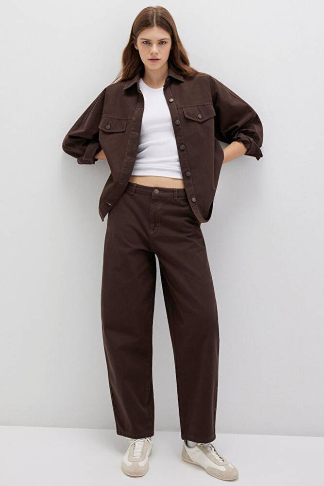 Kadın Dokuma Pantolon 1011027-88067 Kahve 