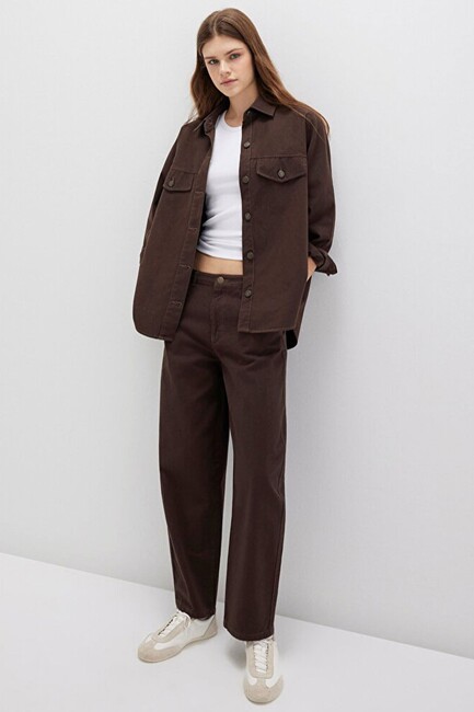 Kadın Dokuma Pantolon 1011027-88067 Kahve (3)