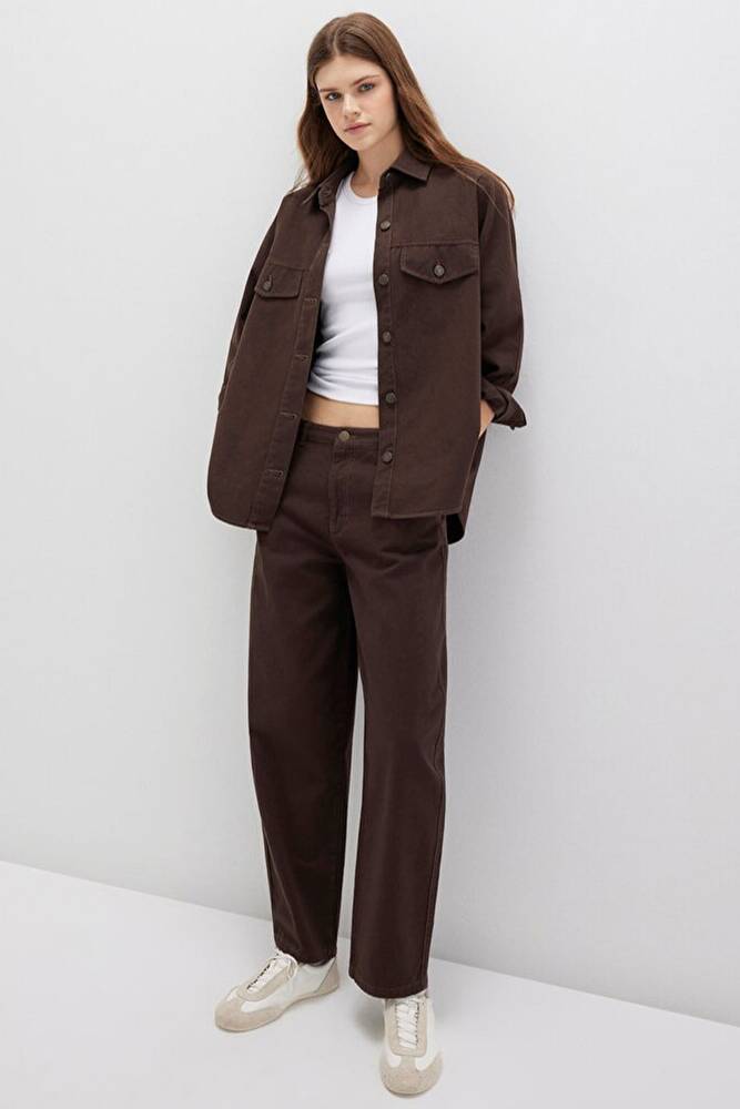 Kadın Dokuma Pantolon 1011027-88067 Kahve 