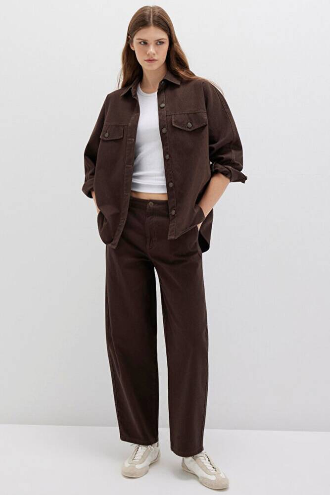 Kadın Dokuma Pantolon 1011027-88067 Kahve 