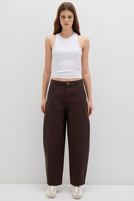 Kadın Dokuma Pantolon 1011027-88067 Kahve - Thumbnail