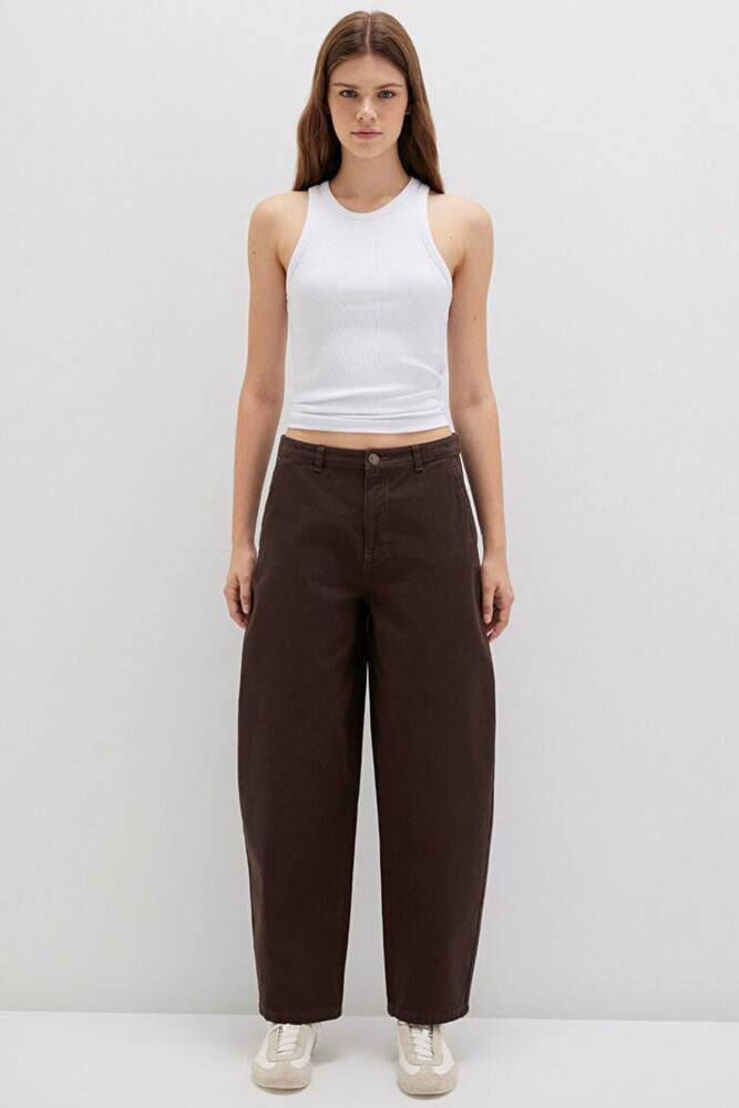 Kadın Dokuma Pantolon 1011027-88067 Kahve 