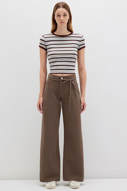 Kadın Dokuma Pantolon 1011029-71546 Haki - Thumbnail