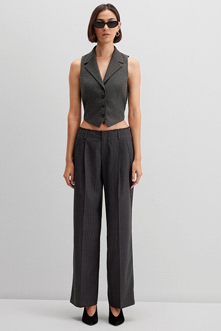 Kadın Dokuma Pantolon 1011129-89329 Gri - Thumbnail