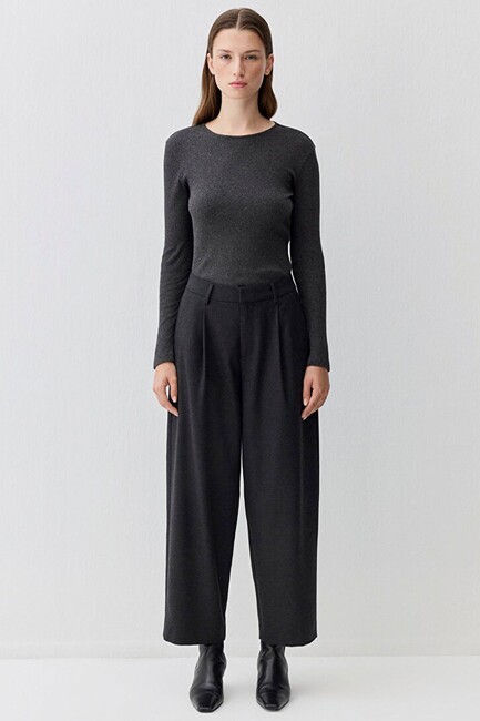 Kadın Dokuma Pantolon 1011131-87829 Gri - Thumbnail