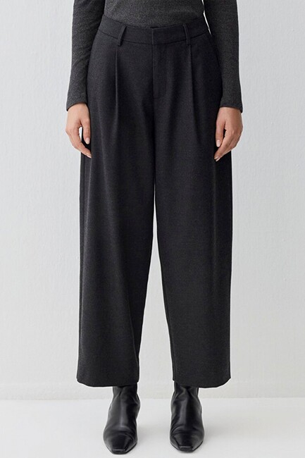 Kadın Dokuma Pantolon 1011131-87829 Gri - Thumbnail