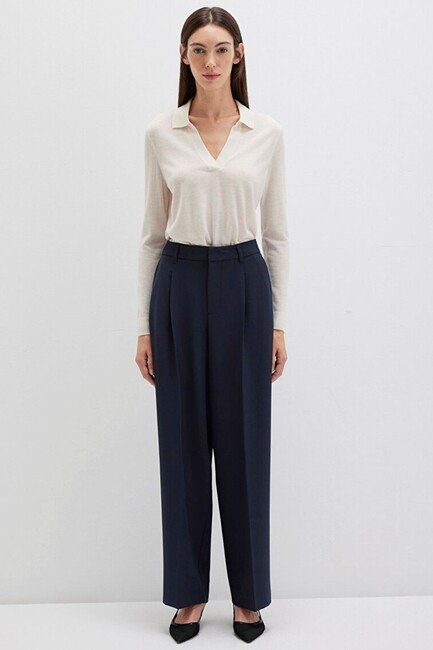 Kadın Dokuma Pantolon 1011136-70489 Lacivert - Thumbnail