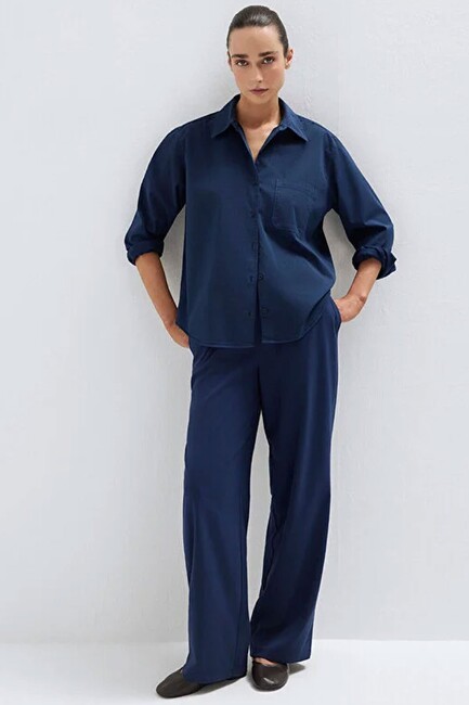 Kadın Dokuma Pantolon 1011153-70497 Lacivert (1)