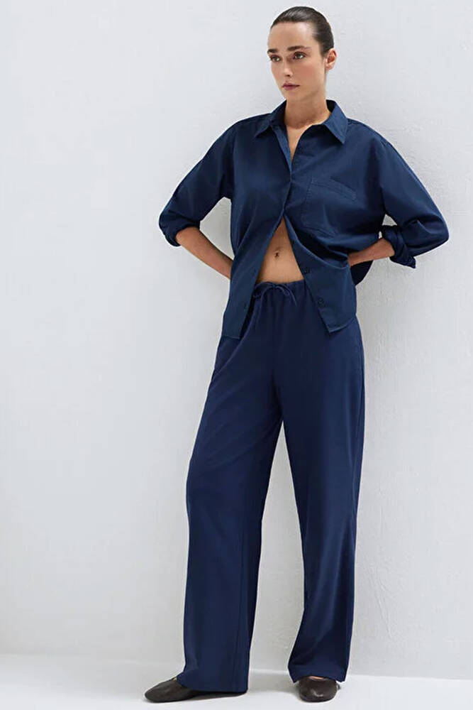 Kadın Dokuma Pantolon 1011153-70497 Lacivert 