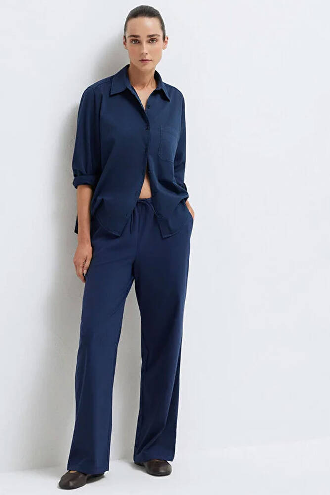 Kadın Dokuma Pantolon 1011153-70497 Lacivert 