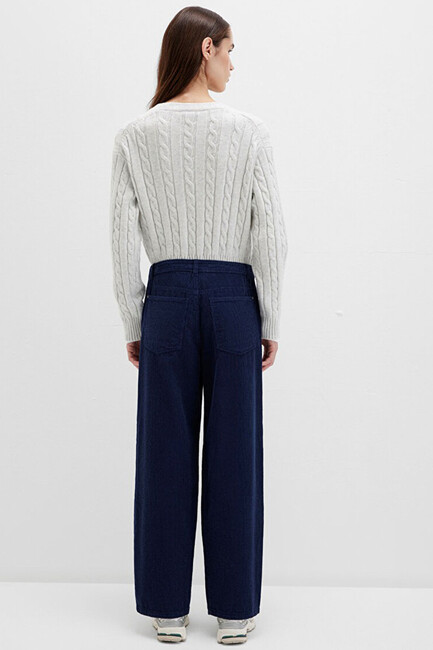 Kadın Dokuma Pantolon 1011174-80729 Lacivert - Thumbnail