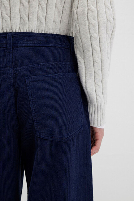 Kadın Dokuma Pantolon 1011174-80729 Lacivert - Thumbnail