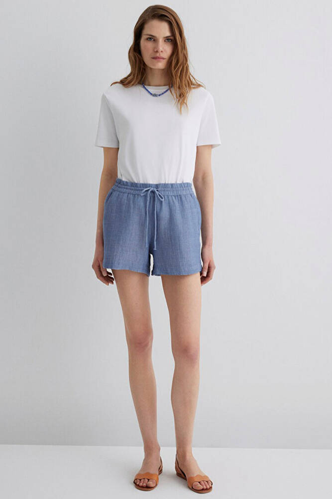 Kadın Dokuma Şort 1410132-89861 Mavi 