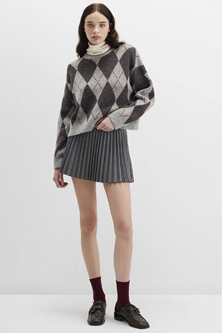 Kadın Dokuma Şort Etek 1410235-80023 Gri (2)