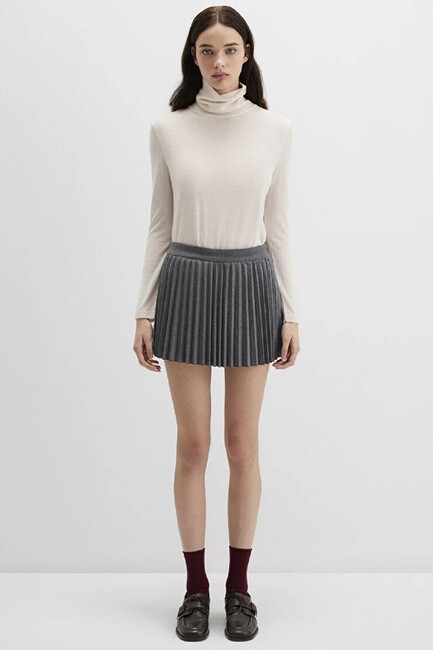 Kadın Dokuma Şort Etek 1410235-80023 Gri (3)