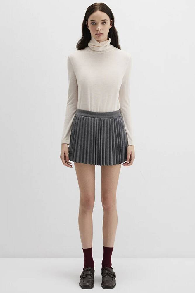 Kadın Dokuma Şort Etek 1410235-80023 Gri 