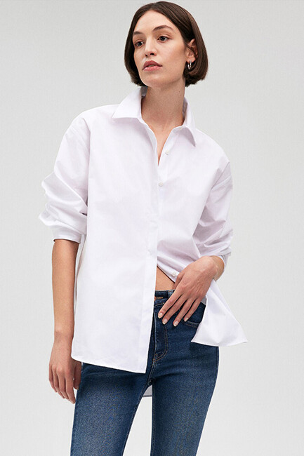 Kadın Dokuma Uzun Kollu Gömlek 1210675-620 Beyaz (3)