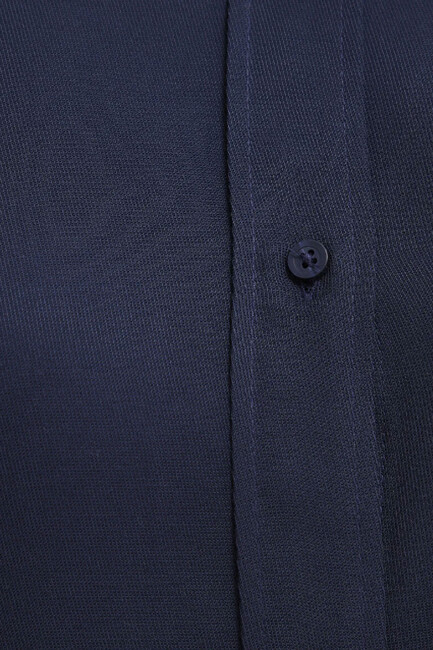 Kadın Dokuma Uzun Kollu Gömlek 1211506-70487 Lacivert - Thumbnail