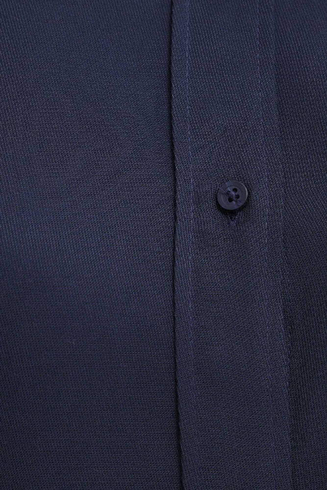 Kadın Dokuma Uzun Kollu Gömlek 1211506-70487 Lacivert 