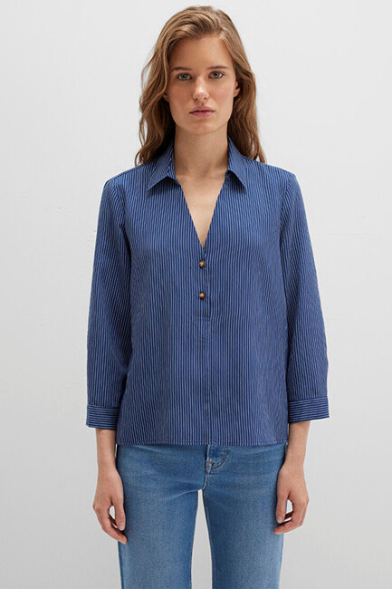 Kadın Düğme Detaylı Bluz 122400-80736 Lacivert (3)