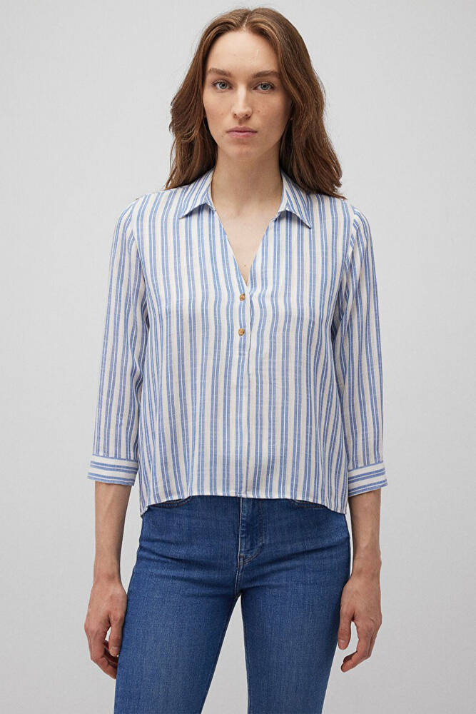 Kadın Düğme Detaylı Bluz 122400-83979 Mavi 