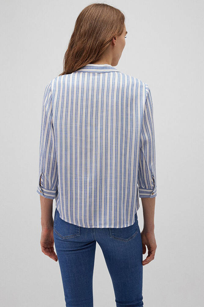 Kadın Düğme Detaylı Bluz 122400-83979 Mavi 