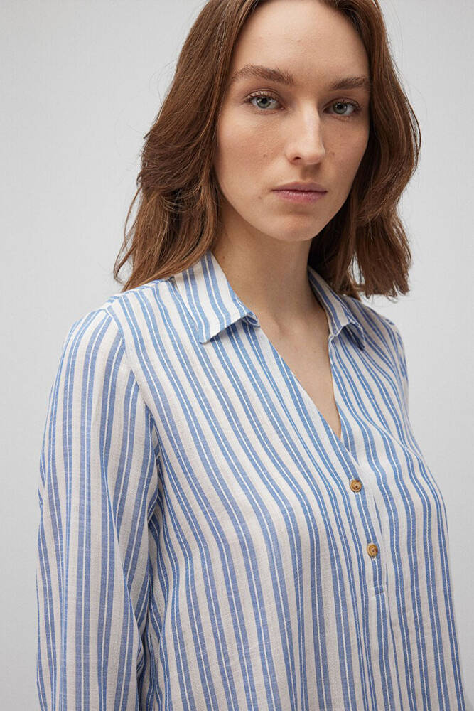 Kadın Düğme Detaylı Bluz 122400-83979 Mavi 