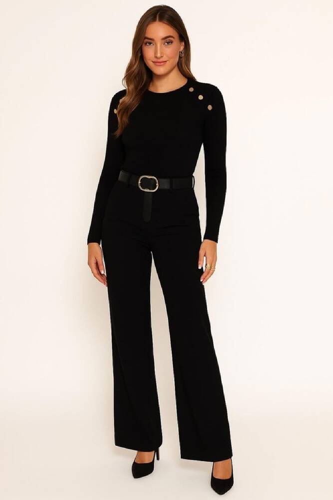 Kadın Düğme Detaylı Bluz 25K0252K1 Siyah 