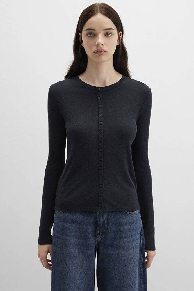 Kadın Düğmeli Modelli Penye 1613652-80022 Gri 