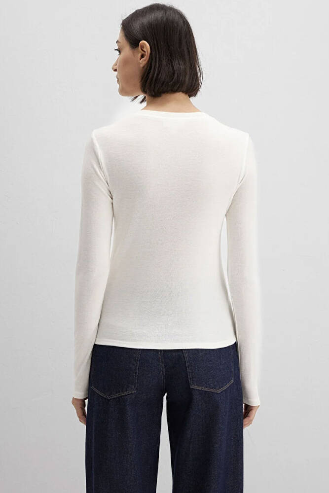 Kadın Düğmeli Modelli Penye 1613652-80194 Ekru 