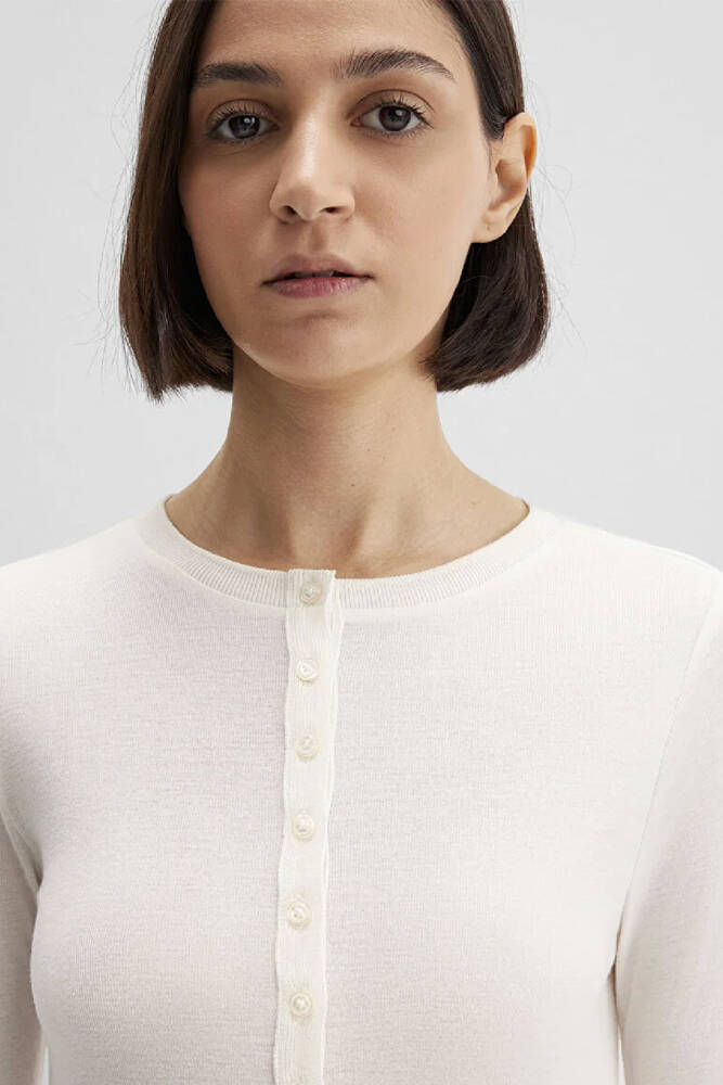 Kadın Düğmeli Modelli Penye 1613652-80194 Ekru 
