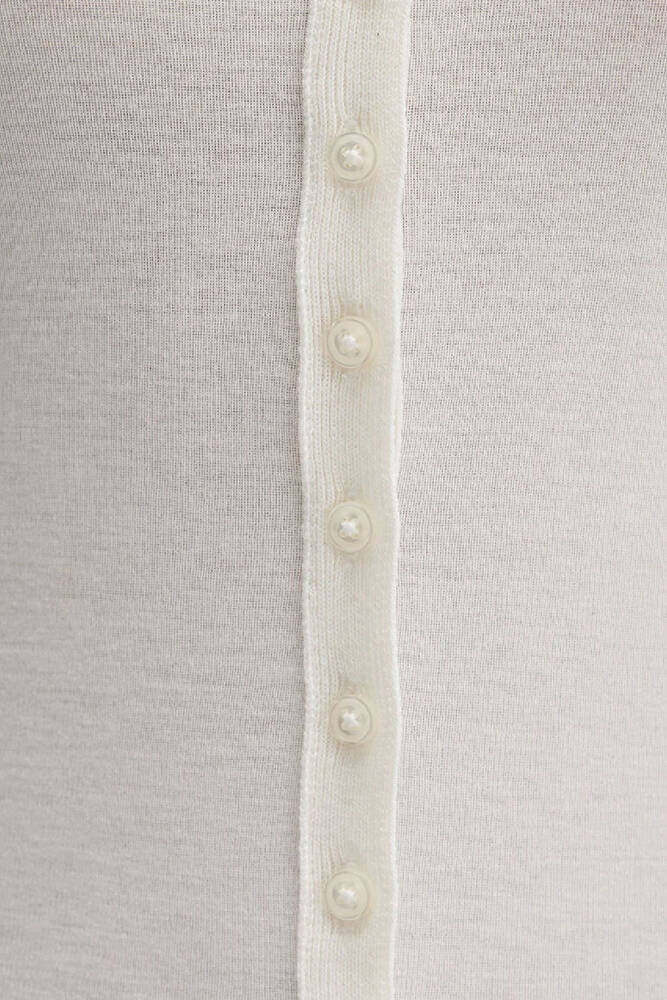 Kadın Düğmeli Modelli Penye 1613652-80194 Ekru 