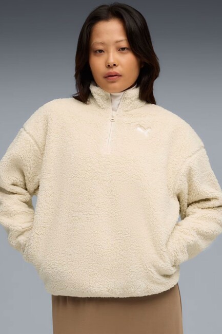 Kadın ESS Elevated Half Zıp Sweat 688111-87 Ekru (1)