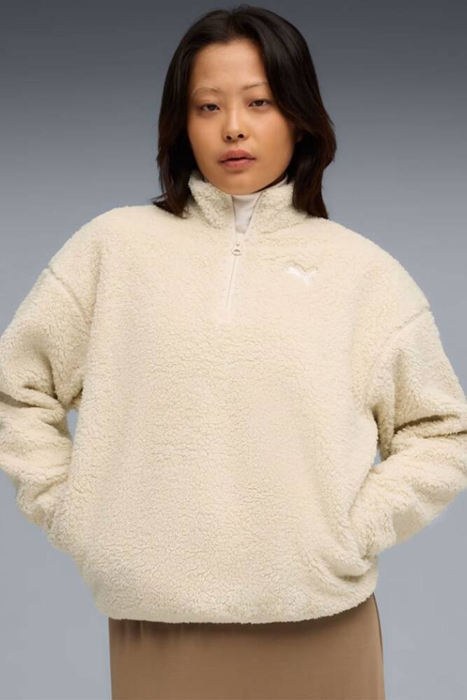 Kadın ESS Elevated Half Zıp Sweat 688111-87 Ekru 