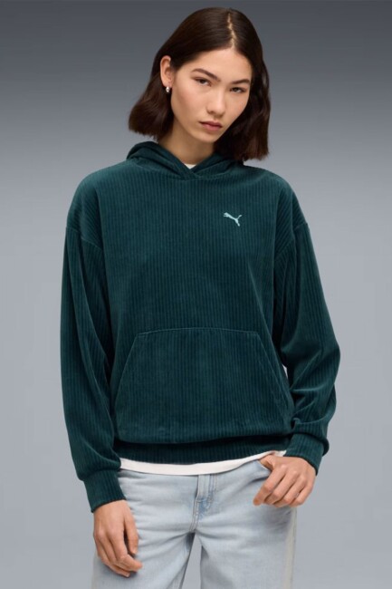 Kadın ESS Elevated Velour Sweat 688107-75 Yeşil