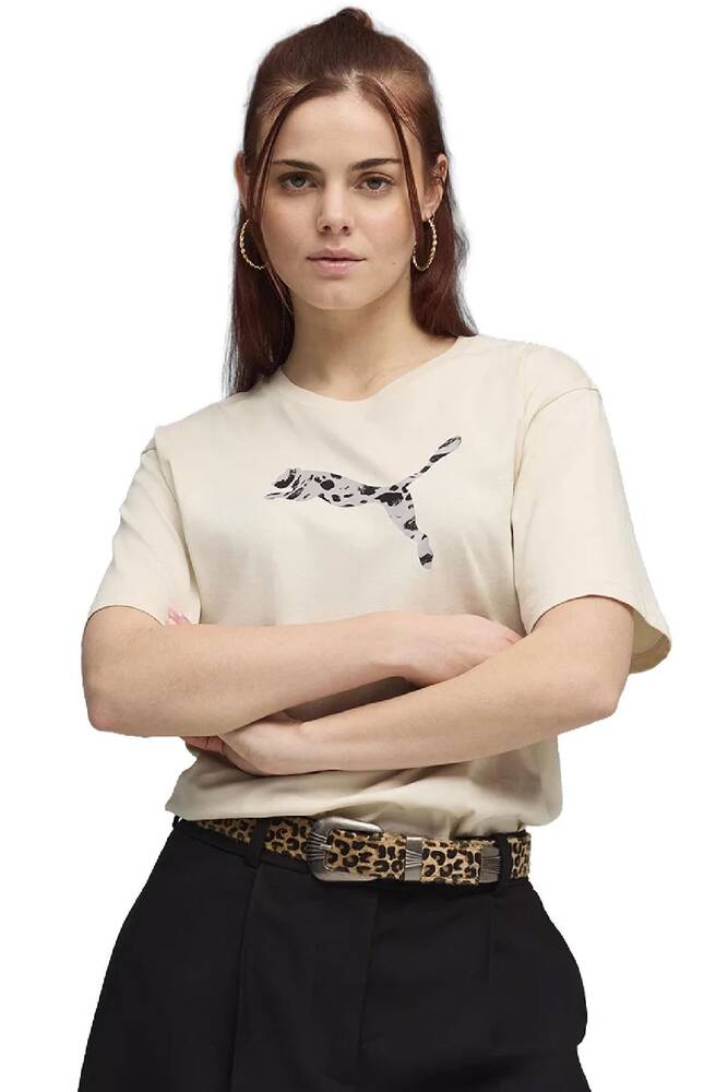 Kadın ESS Graphic Animal Tişört 691821-87 Ekru 
